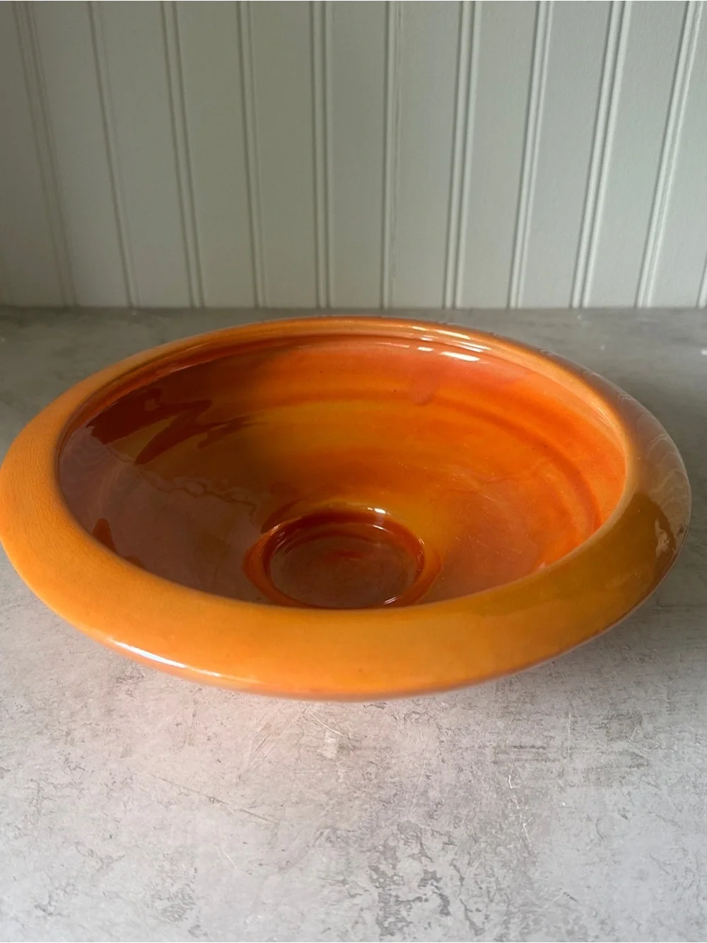 Weller Lustre Console Bowl Footed Centerpiece 9.5” Orange Luster Art Deco 1920’s